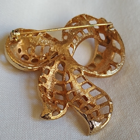 Vintage Coro Gold Bow Pin Stamped - Picture 3 of 6